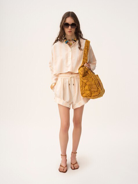 Langärmeliges Cropped-Top aus Baumwolle