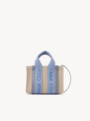 Mini Woody tote bag in linen - 2