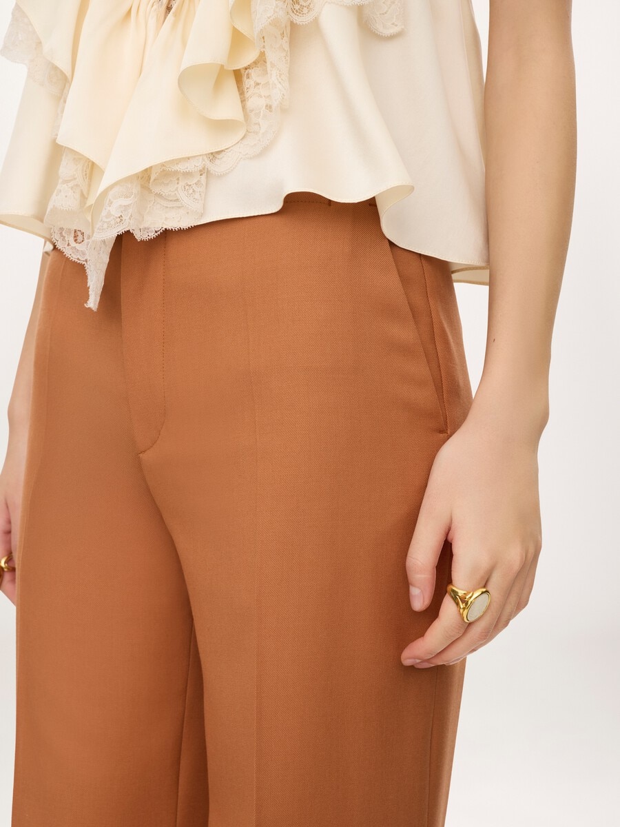High-rise flared trousers in wool gabardine - 6