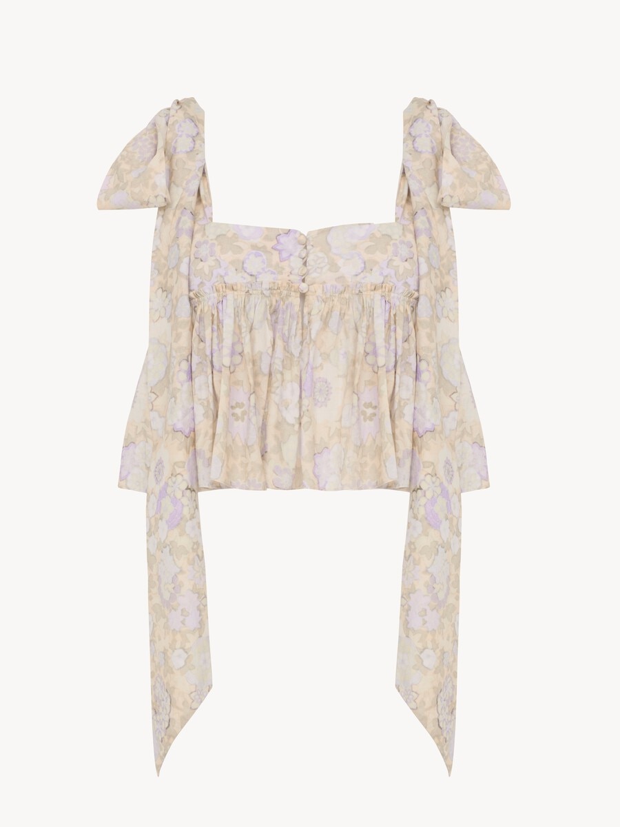 Knotted-strap cropped top in soft cotton - 2