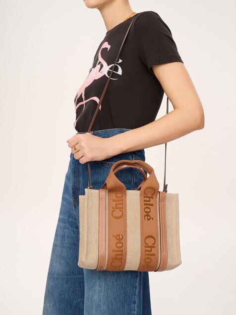 Bolso tote Woody peque&ntilde;o de lino