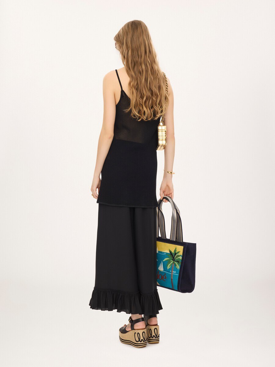 Thin-strap fitted logo mini dress in a cotton mesh knit - 5