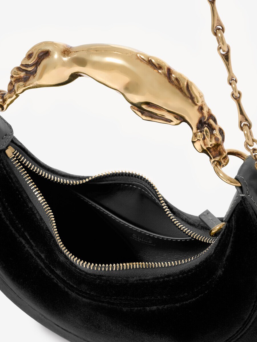 Small Chain Horse shoulder bag in velvet - 7