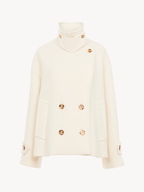 Oversized short coat in wool