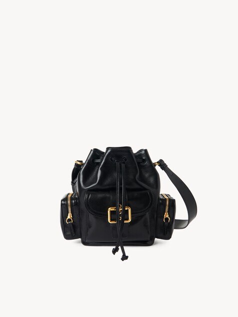 Sac seau Camera bag en cuir brillant