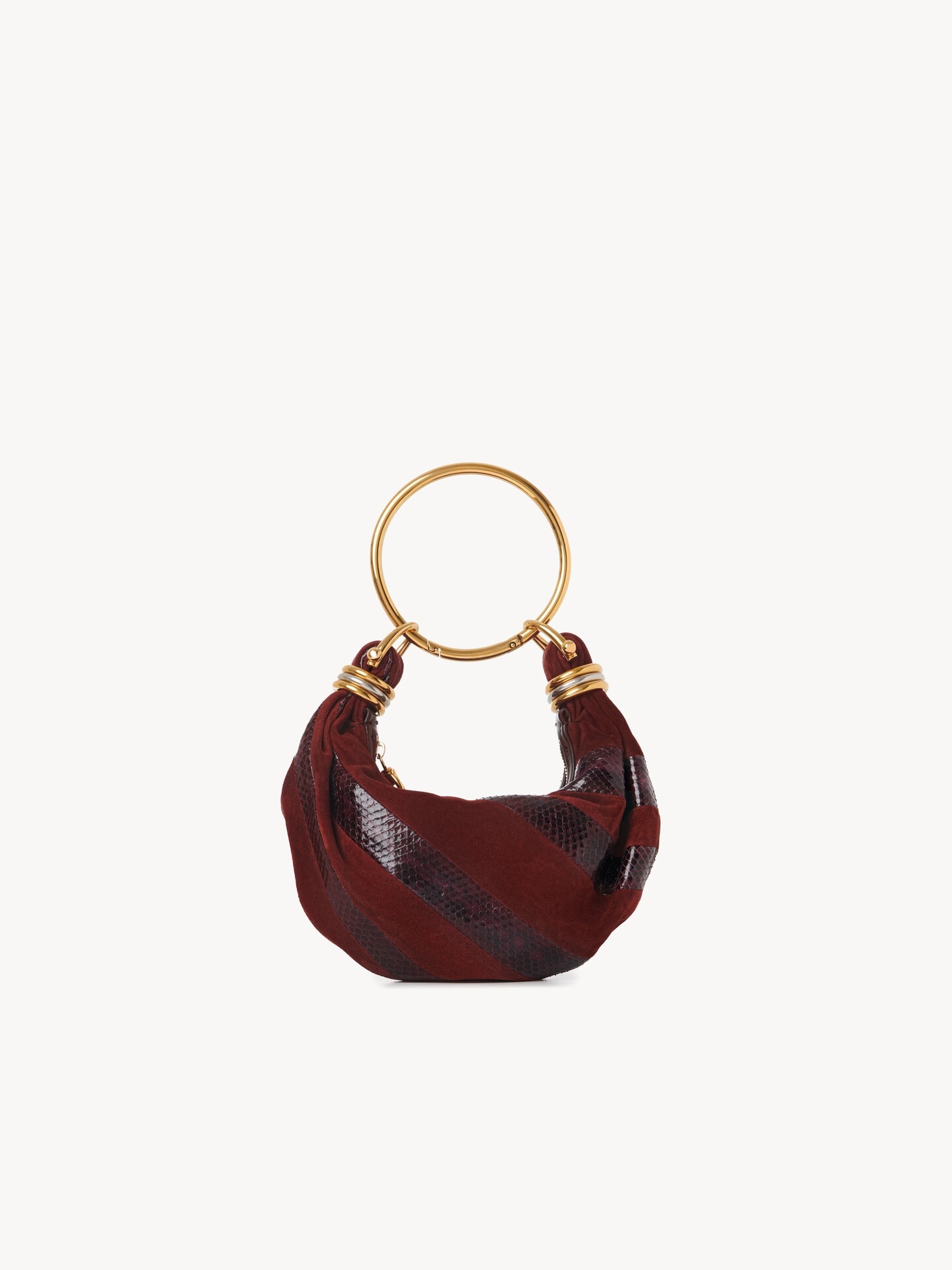Mini sac hobo Bracelet bag en cuir velours et serpent - 6