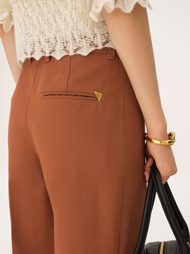 High-rise flared trousers in cotton canvas - 7