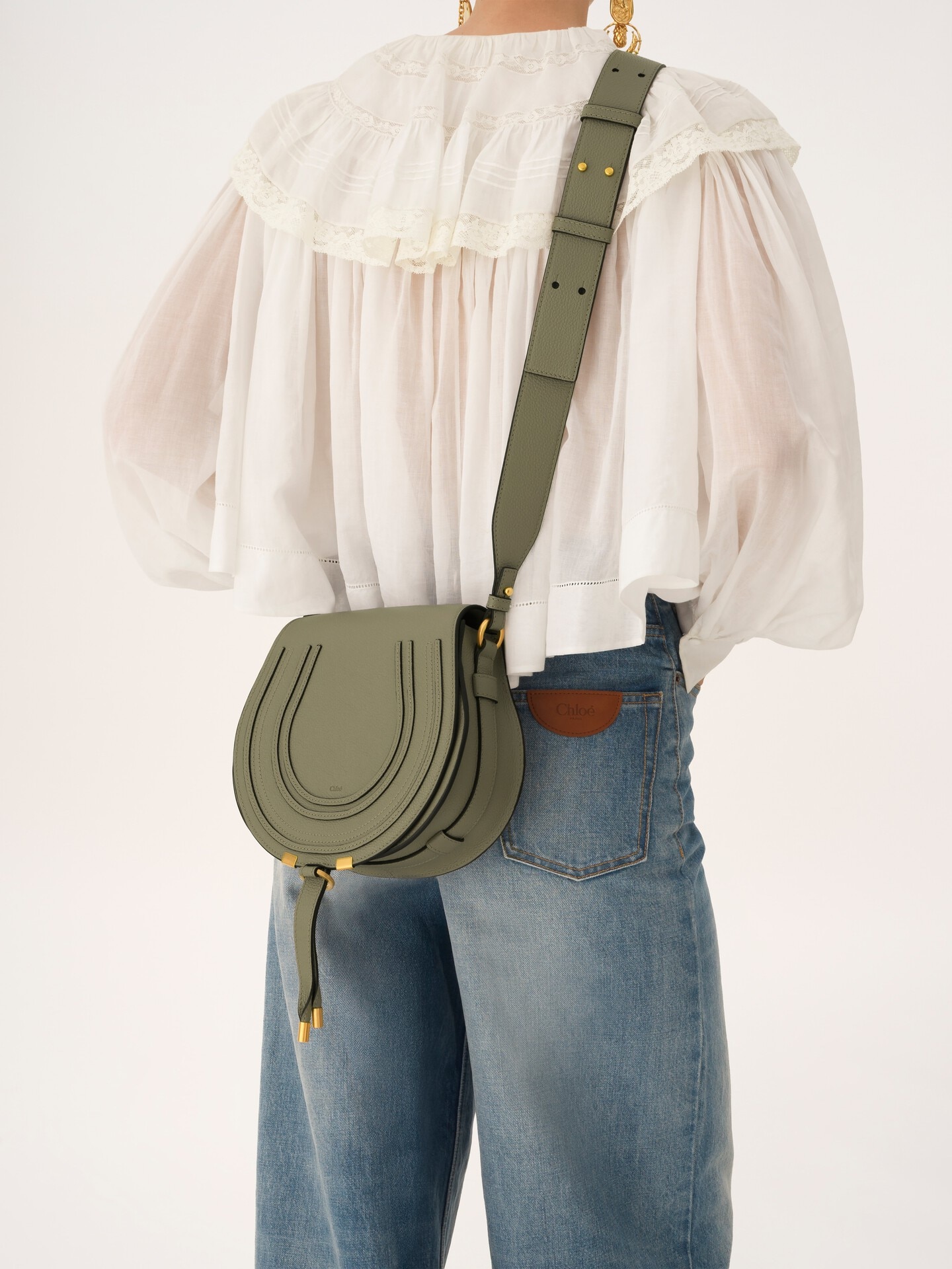 Marcie saddle bag in grained leather - 2.0