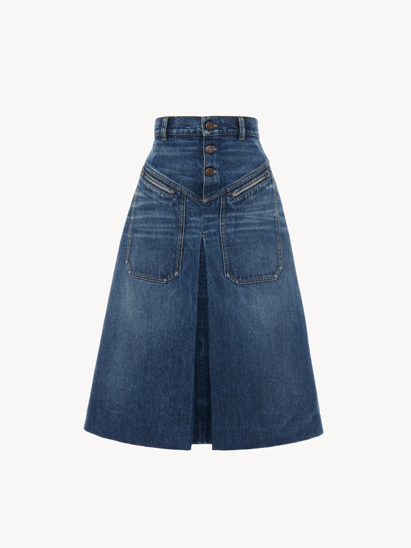 Knee-length skirt in denim - 2