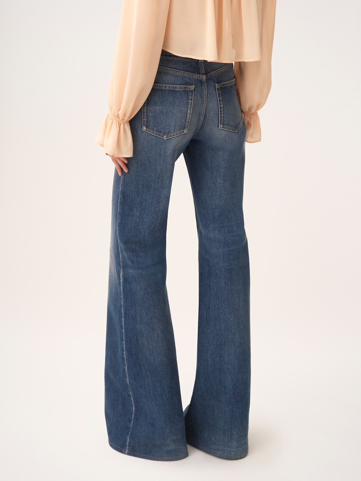 Jean taille haute &eacute;vas&eacute; en denim - 7