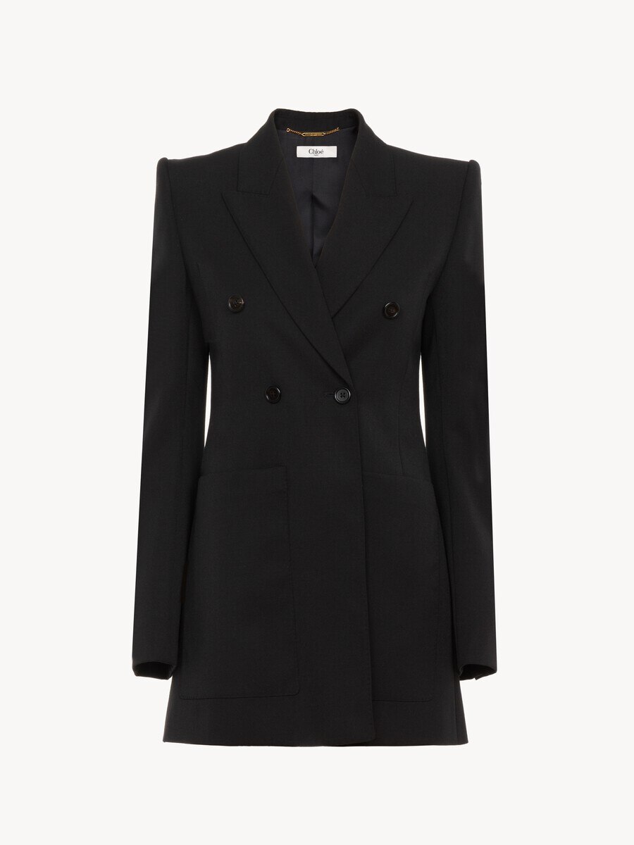 Veste blazer en laine grain de poudre - 1
