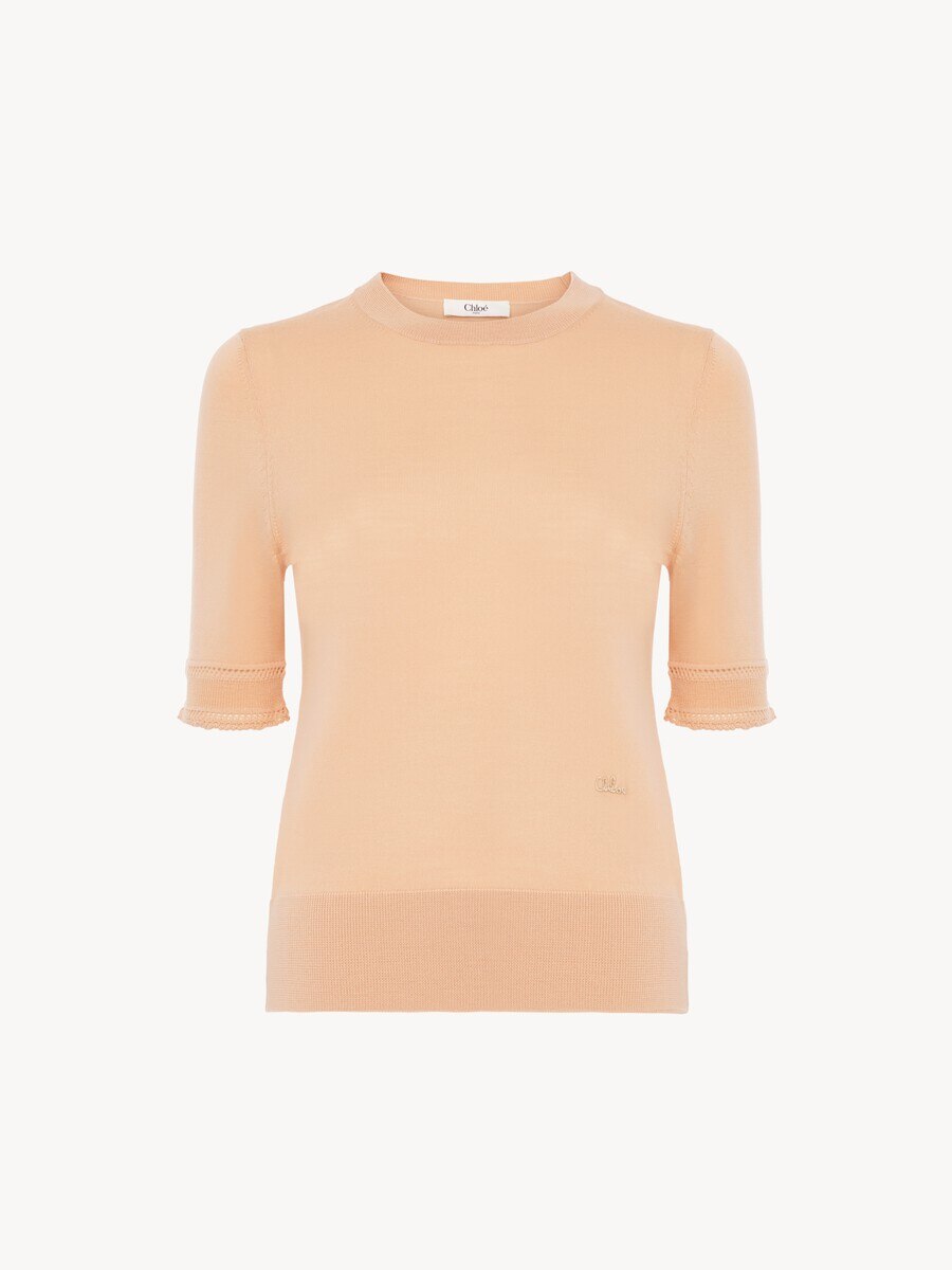 Pull manches courtes en maille de laine - 2