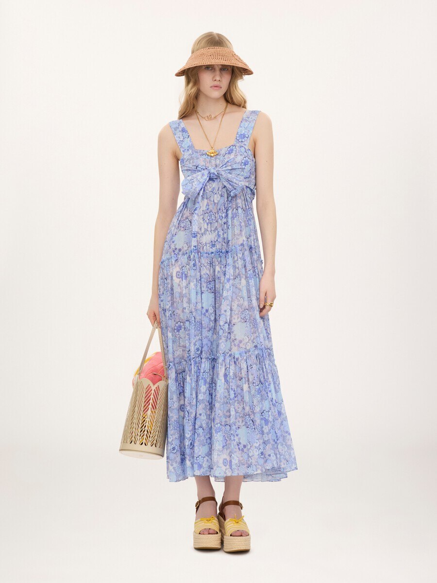 Tiered long dress in cotton voile - 3