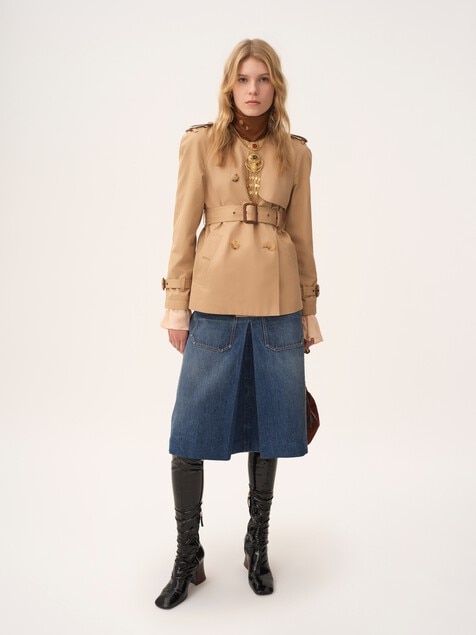 Trench court en gabardine de coton