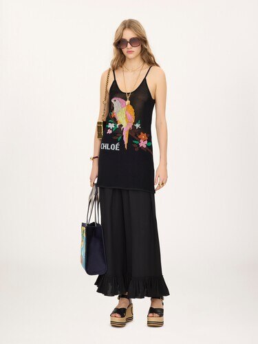 Thin-strap fitted logo mini dress in a cotton mesh knit - 3