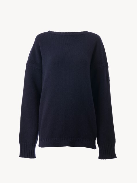 Pull en maille de laine et cachemire &agrave; logo