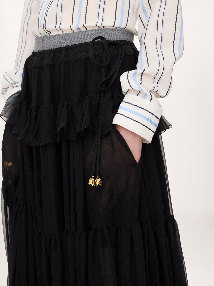 Fluid pleated pants in silk mousseline - 6