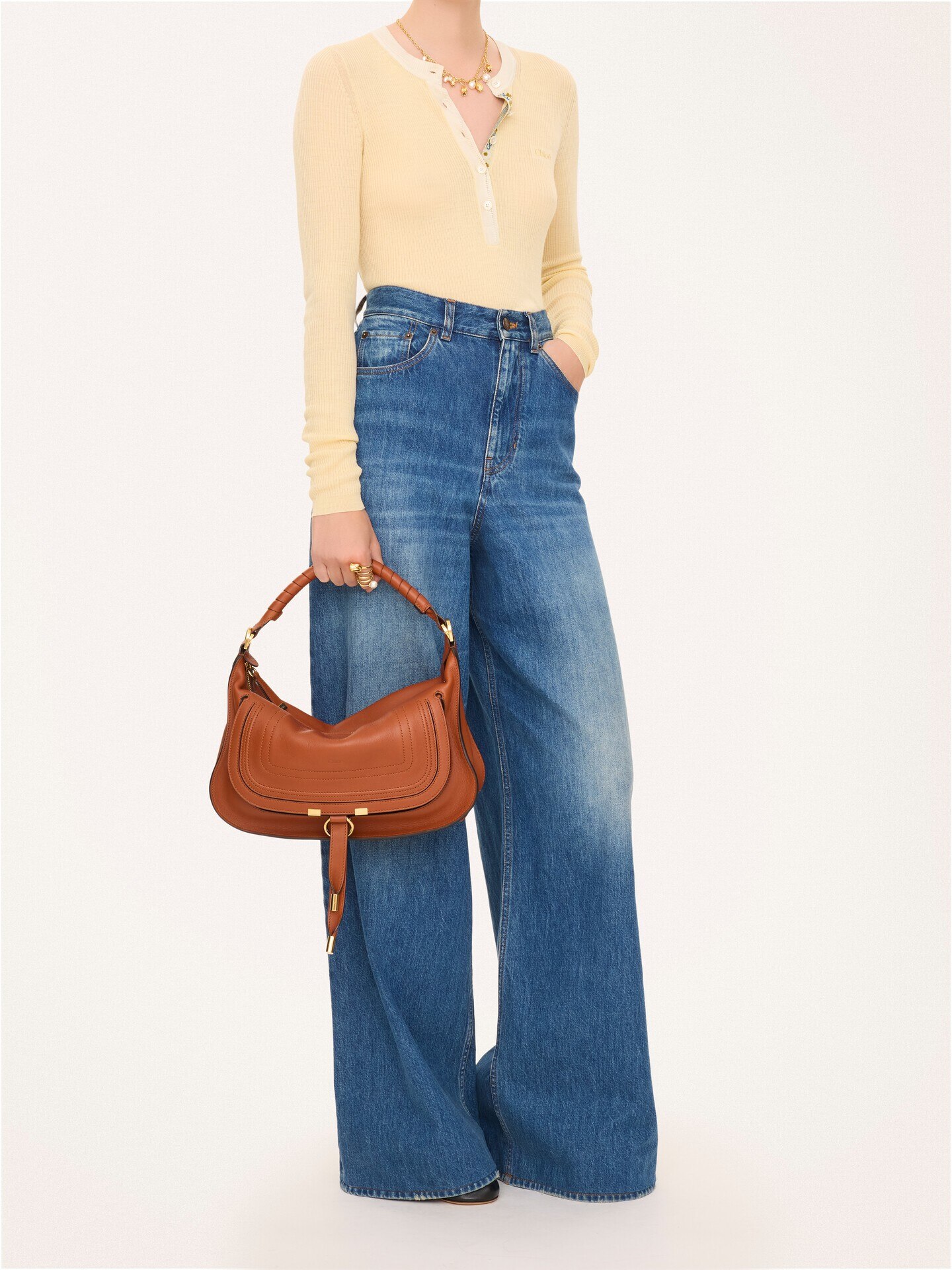 Small Marcie shoulder bag in soft leather - 8.0
