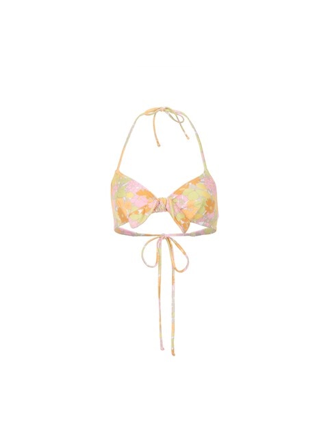 Sun-bleached flower-print bikini top