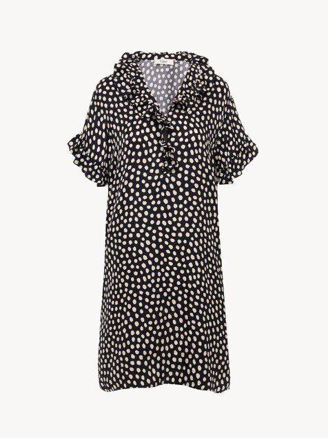 Short-sleeve mini dress in silk jacquard