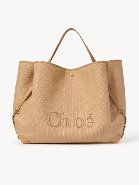 Large Chlo&eacute; Clover double carry bag in raffia-effect fibres