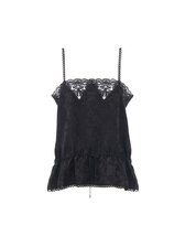 Drawstring camisole top in silk jacquard & lace Black - Chloé