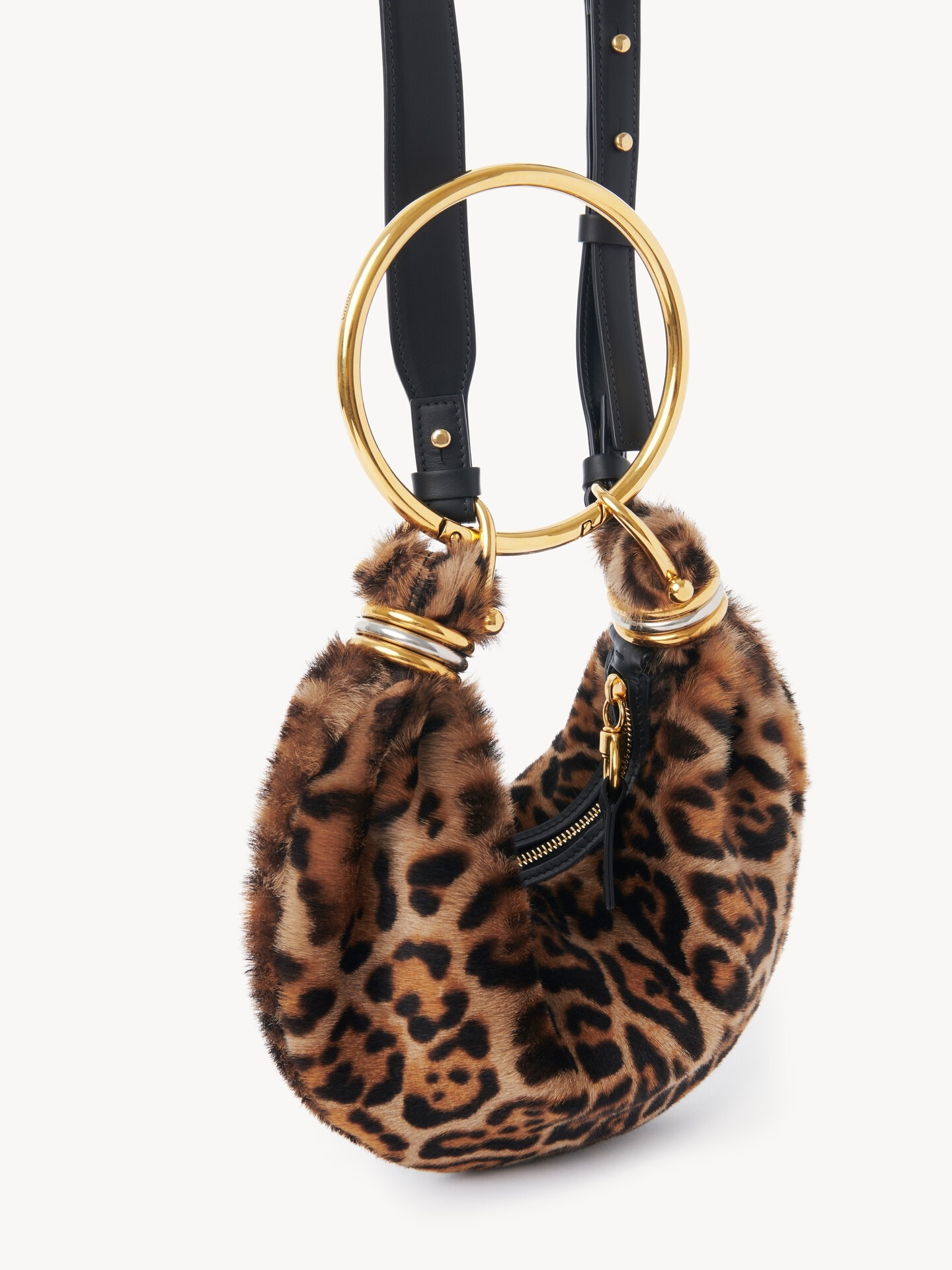 Mini Bracelet Hobo Bag aus Shearling mit Leopardenprint - 4