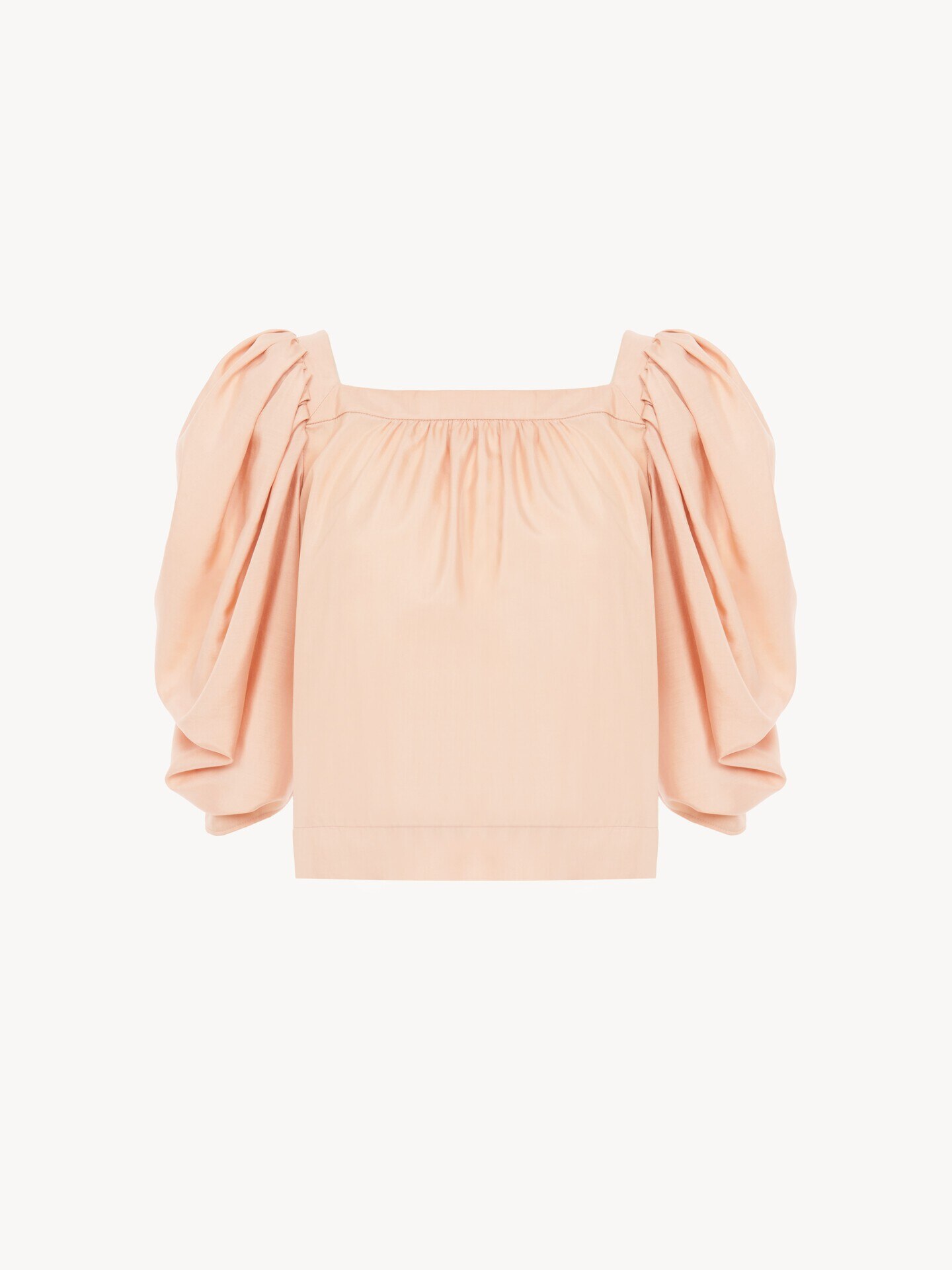 Puff-sleeve pleated top in silk poplin - 1