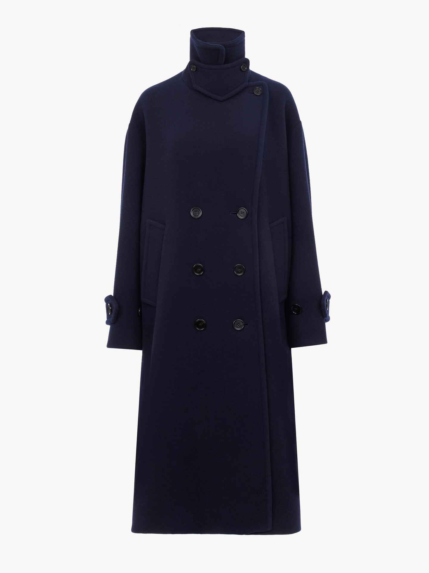 Double-breasted oversized long coat in wool - 2.0