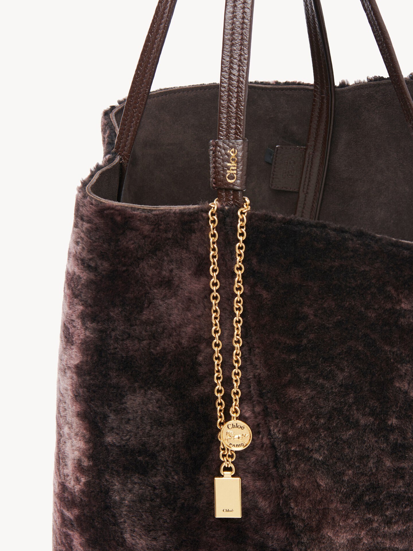 Large Chlo&eacute; Spin tote bag in shearling - 5.0