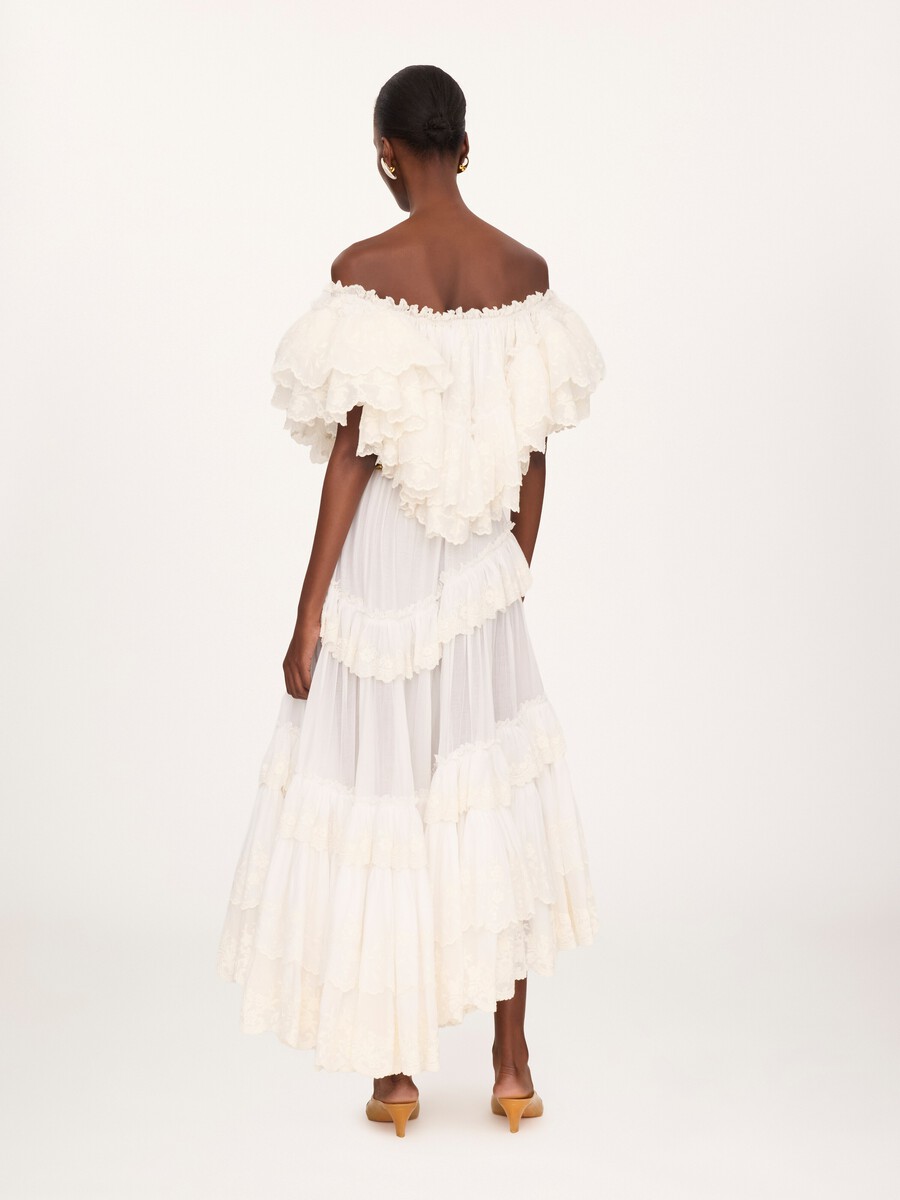 Long ruffled dress in cotton voile - 5
