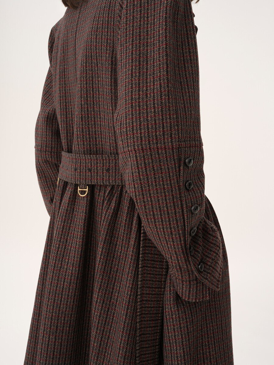 Double-breasted riding coat in houndstooth wool - 7