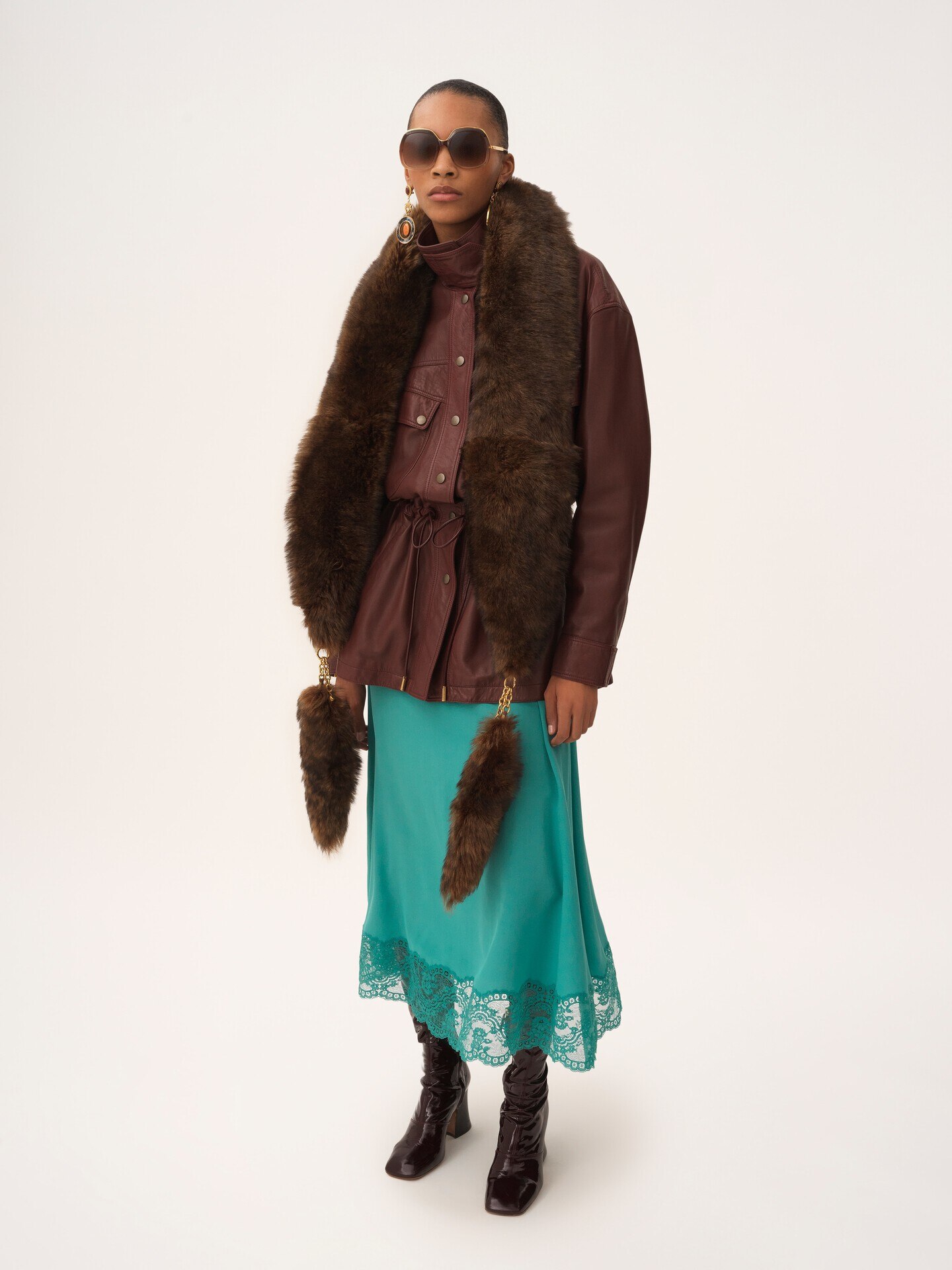 High-neck parka in leather - 3