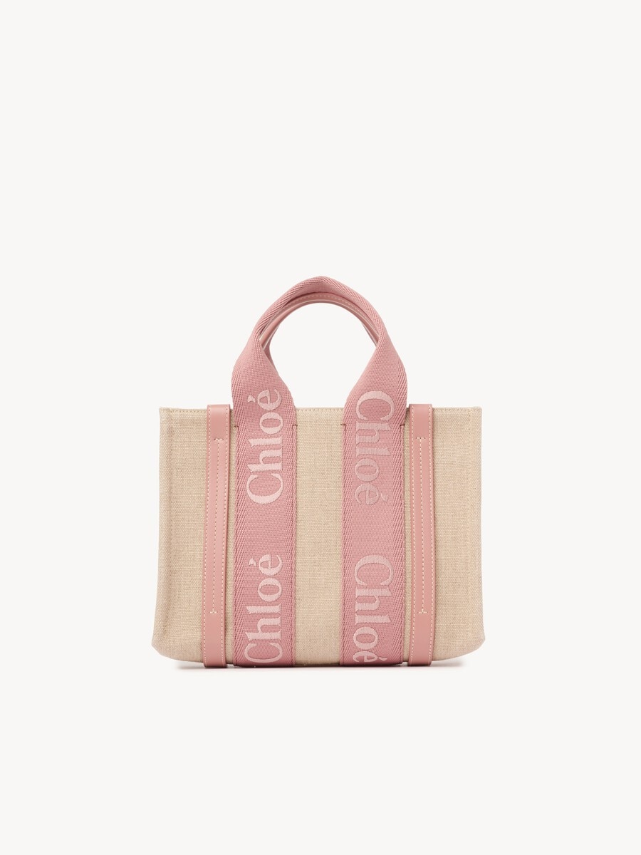 Small Woody tote bag in linen - 5