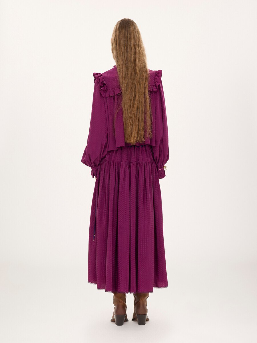 Ruffled high-neck top in silk jacquard - 5