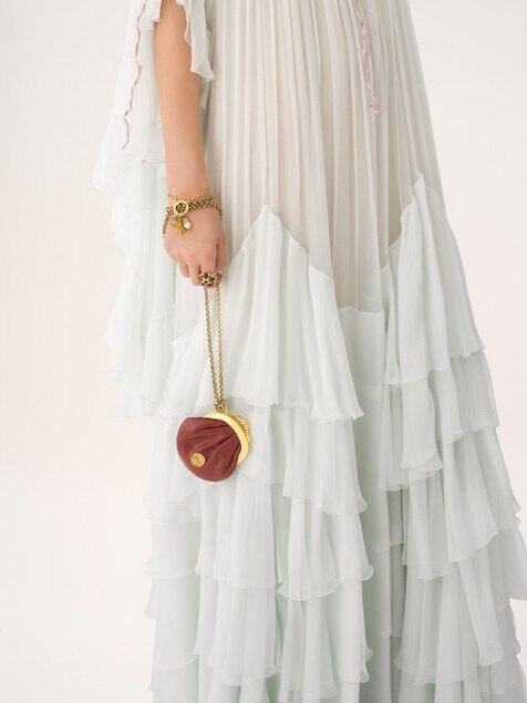 Micro Horse Medal coin purse necklace in grained leather