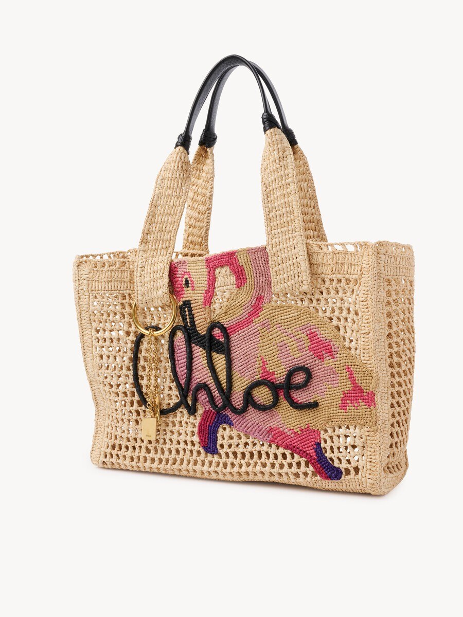 Bolso tote Summer Banana East-West de rafia - 4