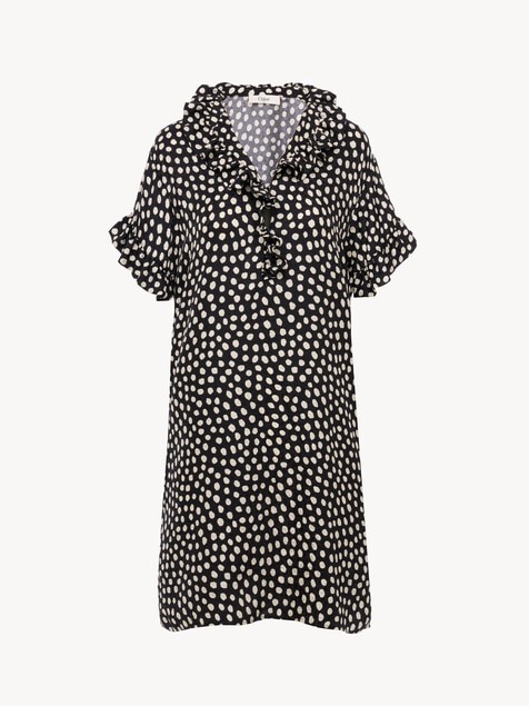 Mini abito a maniche corte in jacquard di seta