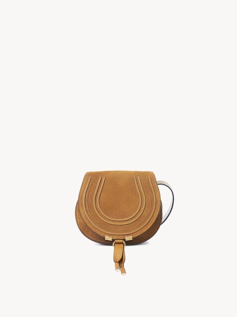 Small Marcie saddle bag in suede leather