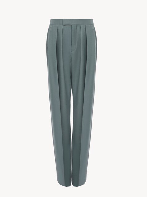 Tailored cigarette pants in wool gabardine