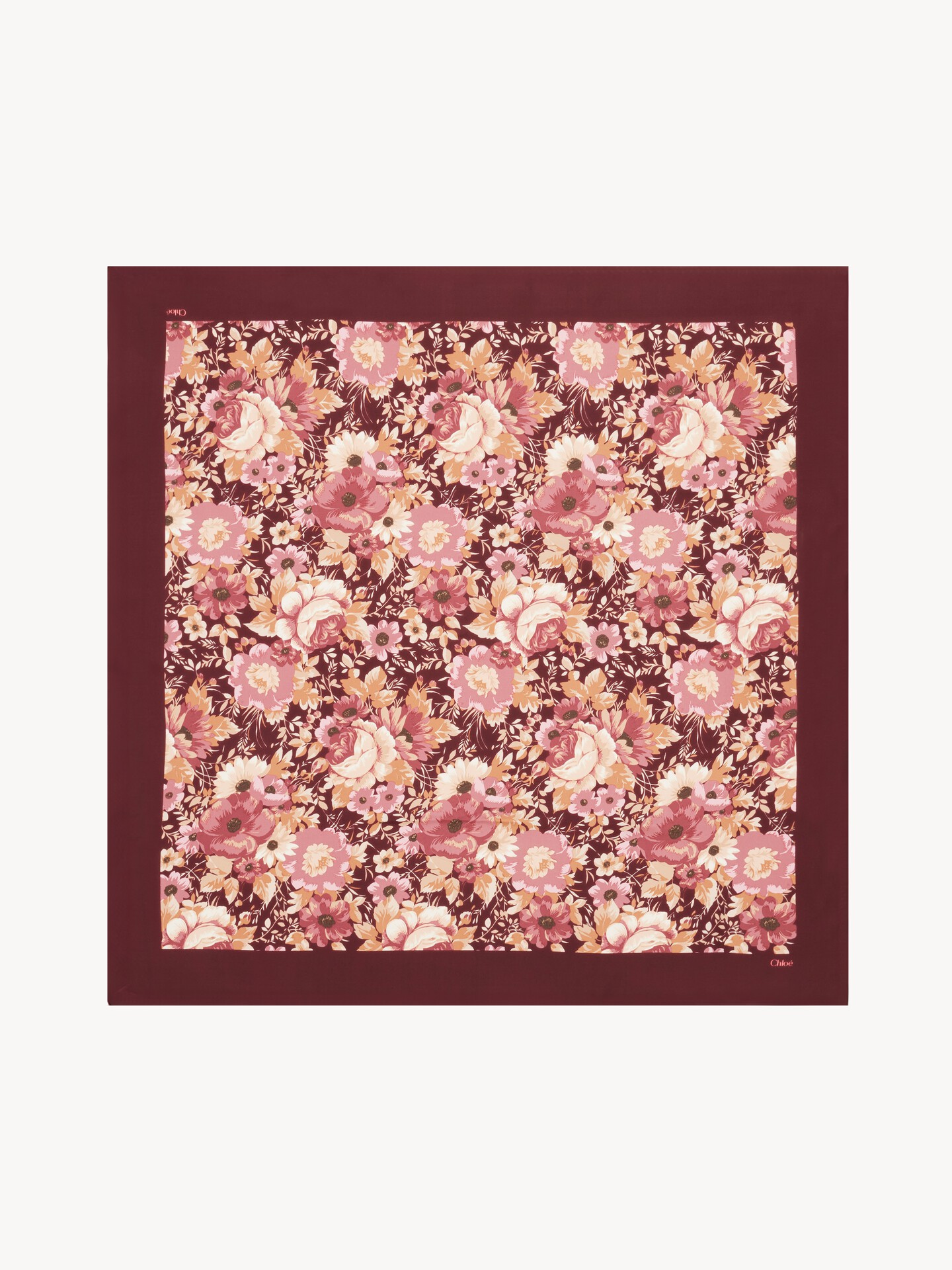 The Chlo&eacute; Roses square scarf in silk twill - 1