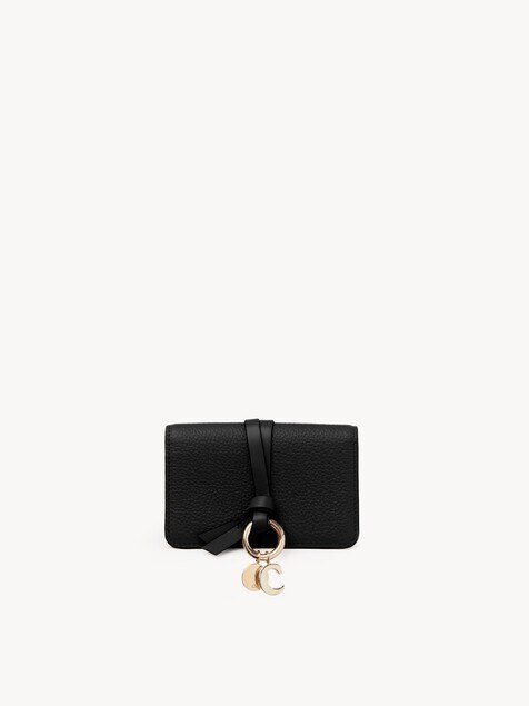 Alphabet card holder in grained leather