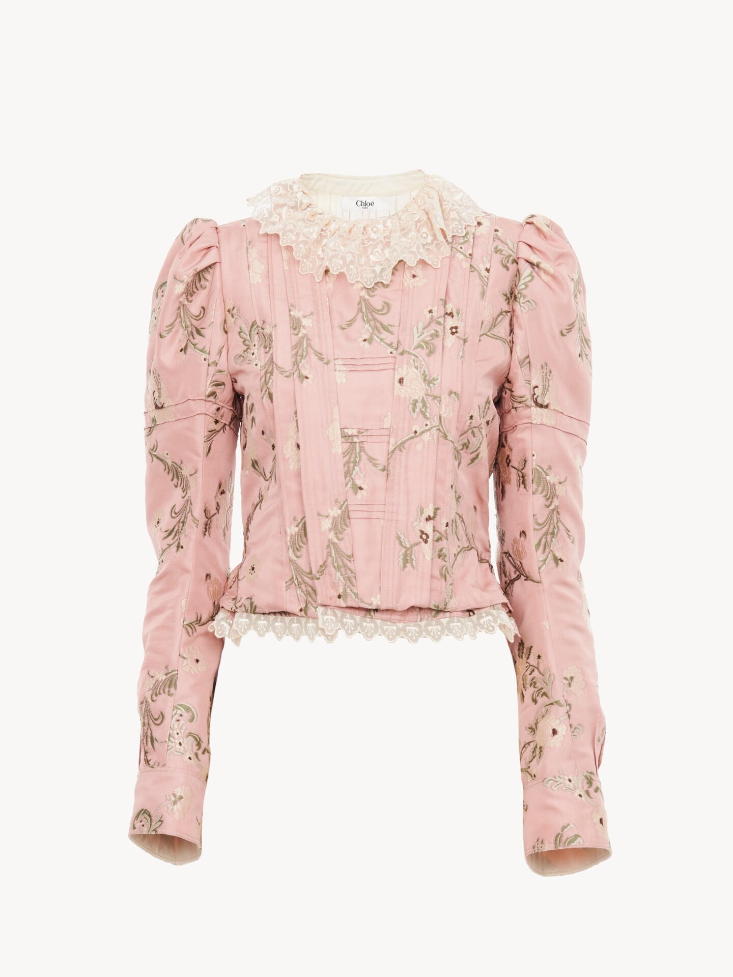 Chaqueta ajustada de jacquard de tafet&aacute;n y encaje - 1