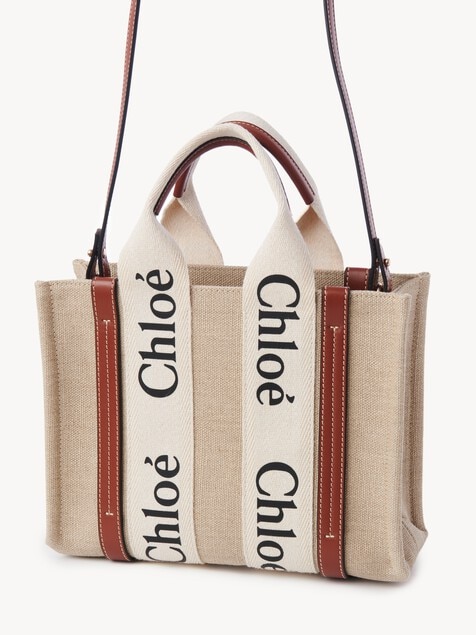 Small Woody tote bag in linen