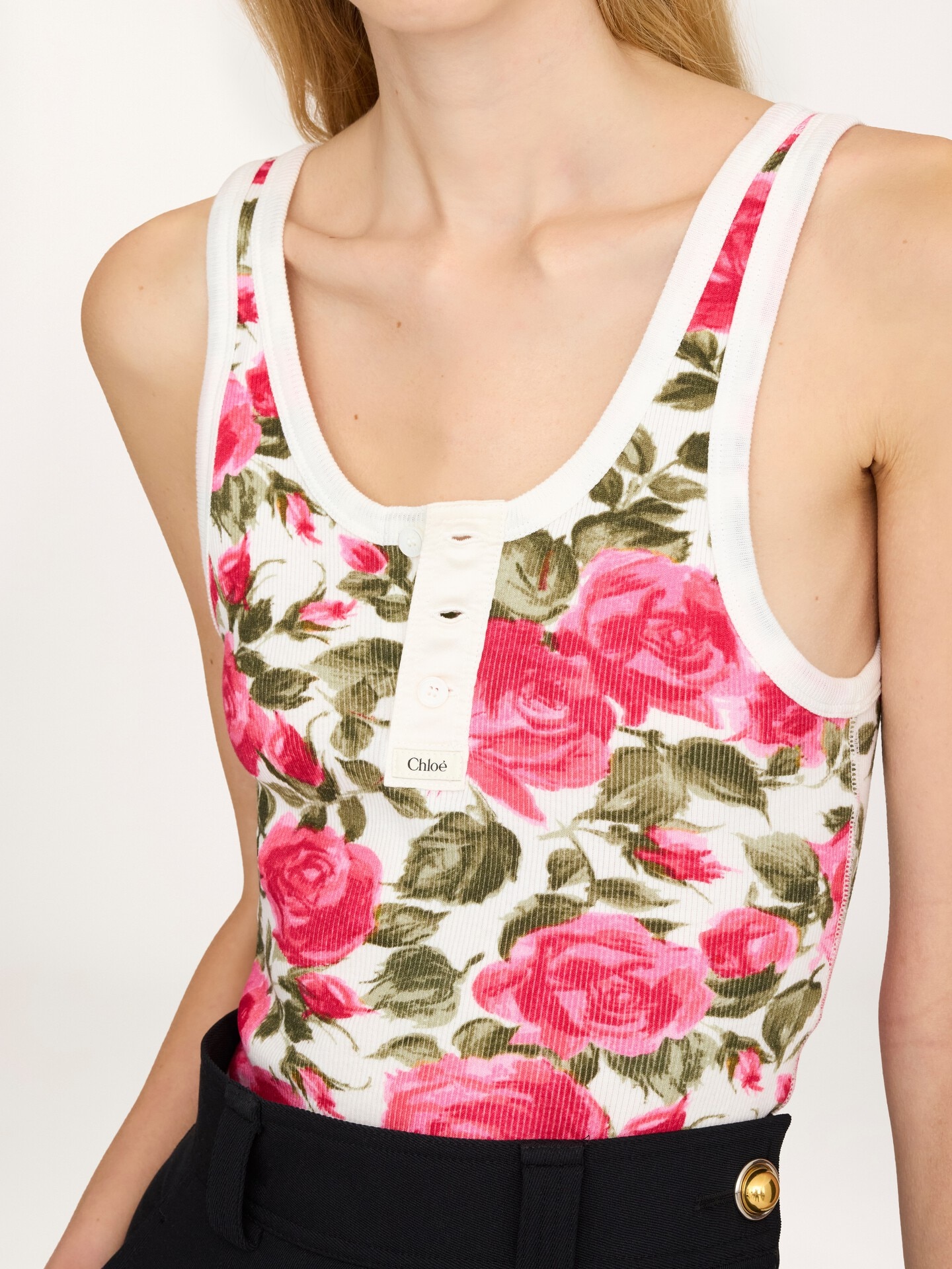 Top de tirantes Henley de jersey de algod&oacute;n - 6