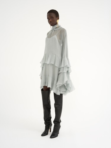 Minivestido con volantes de muselina de seda - 4