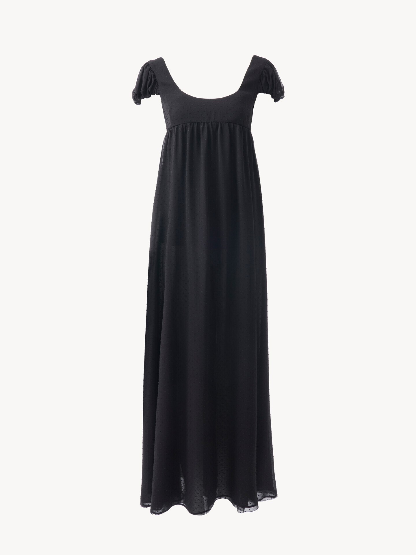 Langes Kleid mit Puff&auml;rmeln aus Seidenplumetis - 2