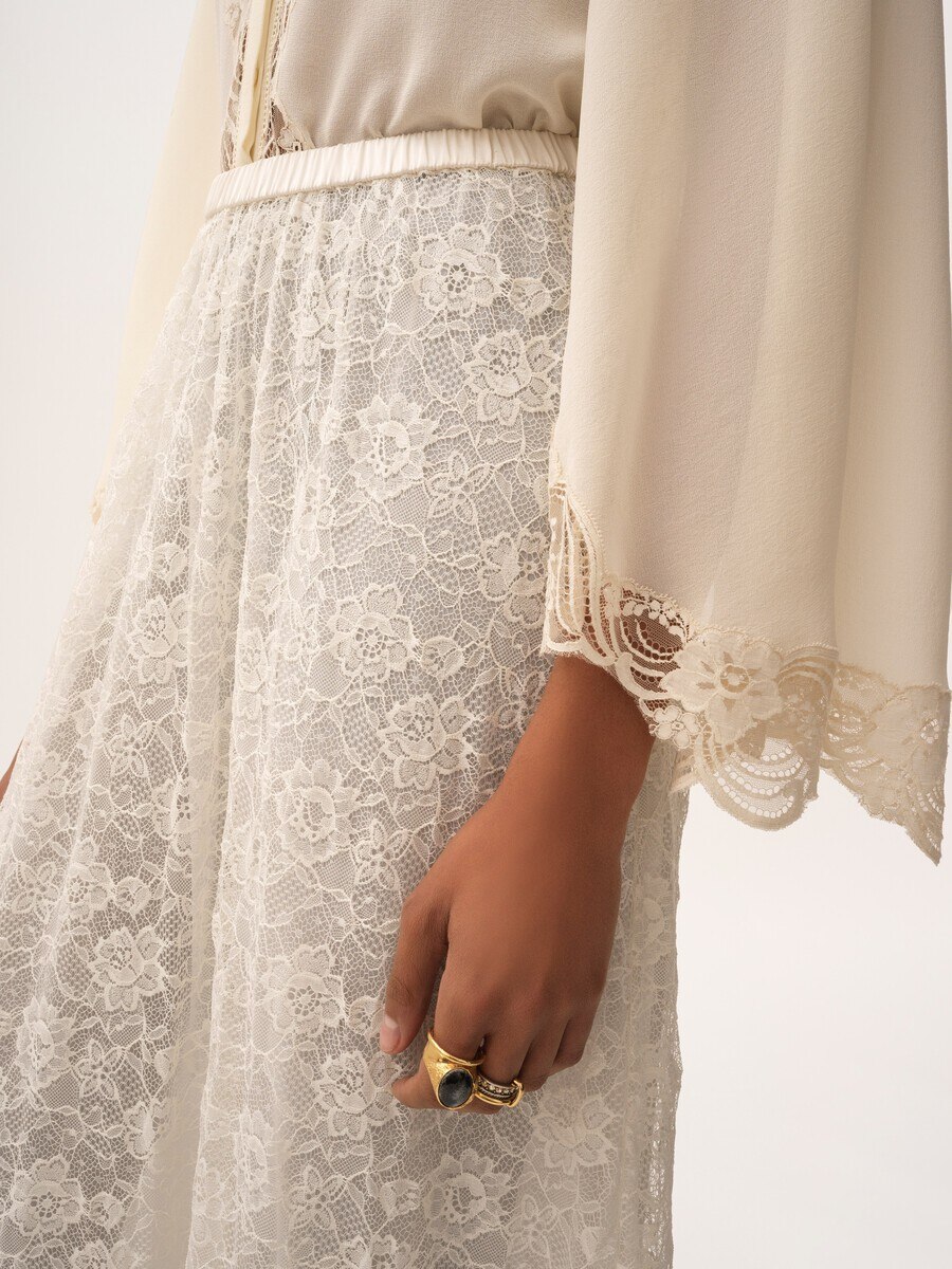 Ruffled midi skirt in floral lace jacquard - 6