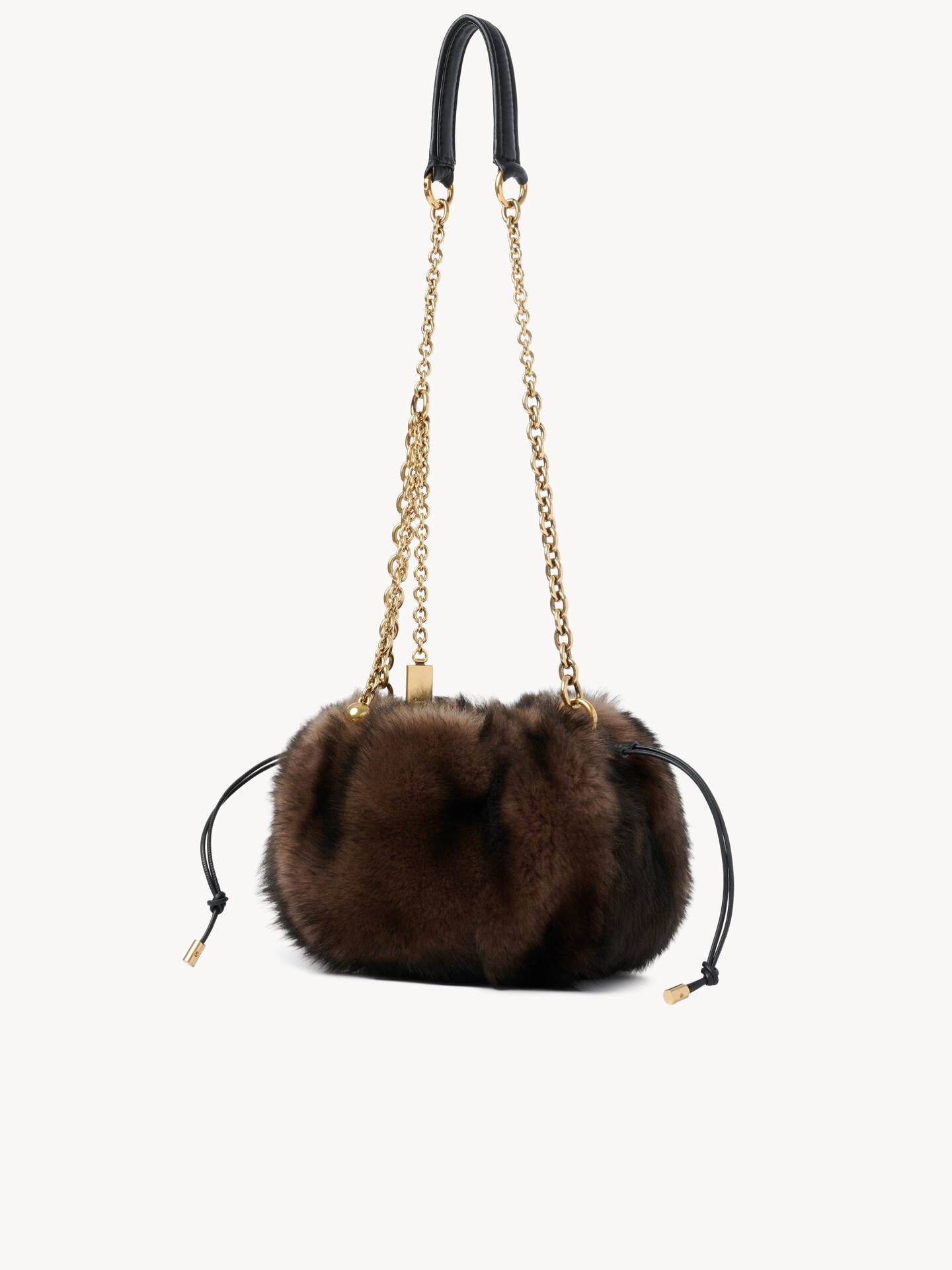 Chlo&eacute; Pliss&eacute; shoulder bag with chain in shearling - 4