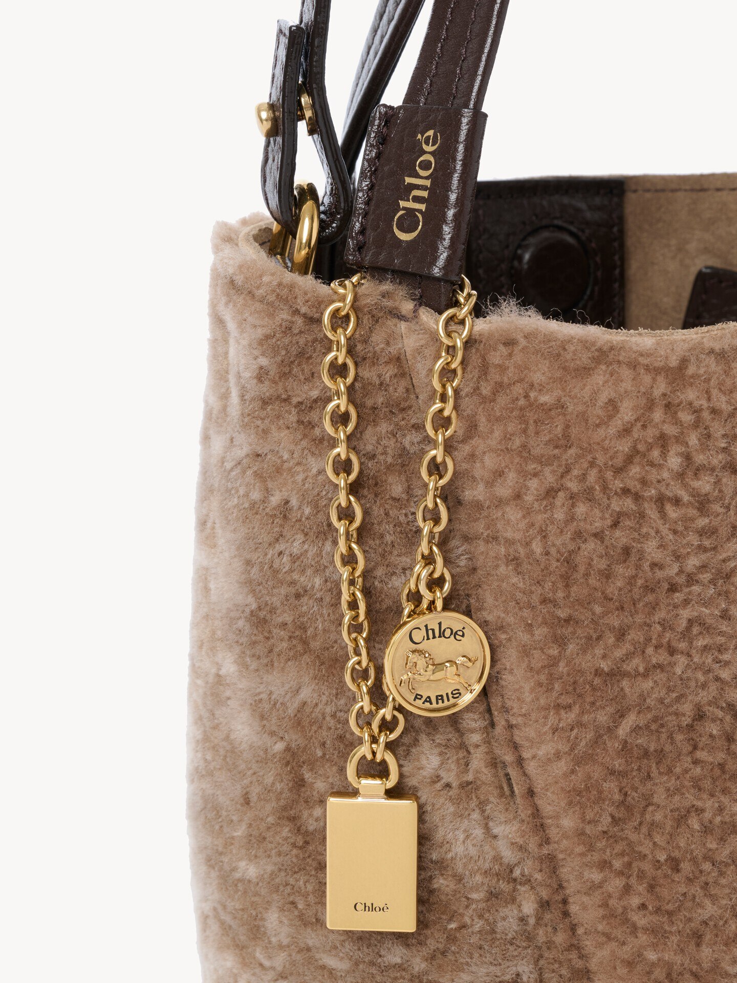 Small Chlo&eacute; Spin tote bag in shearling - 6.0